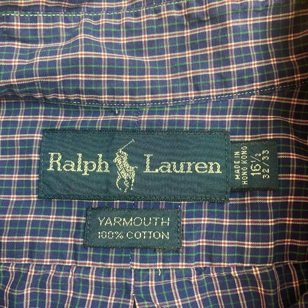 Ralph Lauren Button Down Shirt mens Yarmouth long sleeve blue size 16.5 (32/33)